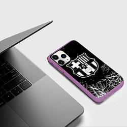 Чехол iPhone 11 Pro матовый Barcelona деревья белые ночь, цвет: 3D-фиолетовый — фото 2