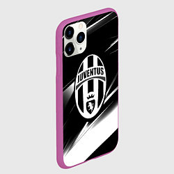 Чехол iPhone 11 Pro матовый Juventus geometry stripes black, цвет: 3D-фиолетовый — фото 2