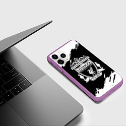 Чехол iPhone 11 Pro матовый Liverpool белые краски штрихи, цвет: 3D-фиолетовый — фото 2