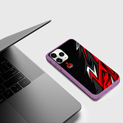 Чехол iPhone 11 Pro матовый Митсубиси - спортивный красный, цвет: 3D-фиолетовый — фото 2