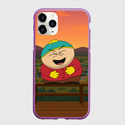 Чехол iPhone 11 Pro матовый Эрик Картман смеется держа живот, цвет: 3D-фиолетовый