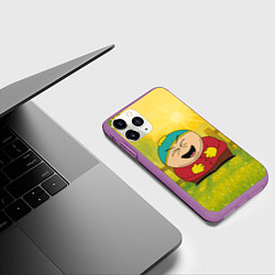 Чехол iPhone 11 Pro матовый Эрик Картман смеется в саду, цвет: 3D-фиолетовый — фото 2