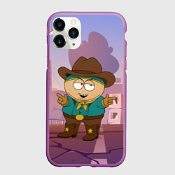 Чехол iPhone 11 Pro матовый Эрик Картман гот одет как ковбой, цвет: 3D-фиолетовый