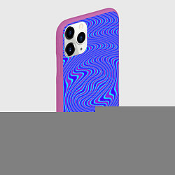 Чехол iPhone 11 Pro матовый Абстрактные синии линии, цвет: 3D-фиолетовый — фото 2