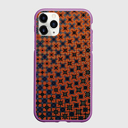 Чехол iPhone 11 Pro матовый Узорчатый градиент рыже-синий, цвет: 3D-фиолетовый