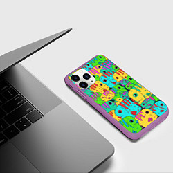 Чехол iPhone 11 Pro матовый Яркие тропические рыбки паттер, цвет: 3D-фиолетовый — фото 2