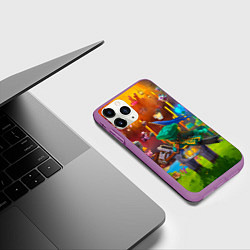 Чехол iPhone 11 Pro матовый Майнкрафт - странник на лошади, цвет: 3D-фиолетовый — фото 2