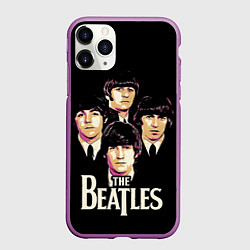 Чехол iPhone 11 Pro матовый The Beatles faces, цвет: 3D-фиолетовый