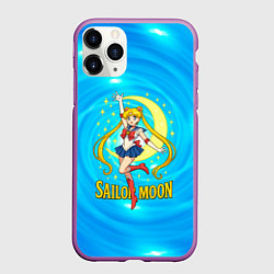 Чехол iPhone 11 Pro матовый Sailor Moon и луна, цвет: 3D-фиолетовый