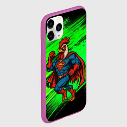 Чехол iPhone 11 Pro матовый Петух - супергерой, цвет: 3D-фиолетовый — фото 2