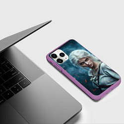 Чехол iPhone 11 Pro матовый Цири с огненными глазами, цвет: 3D-фиолетовый — фото 2