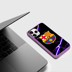 Чехол iPhone 11 Pro матовый Barcelona neon storm, цвет: 3D-фиолетовый — фото 2