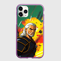 Чехол iPhone 11 Pro матовый Ведьмак в аниме стиле, цвет: 3D-фиолетовый