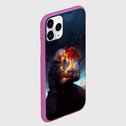 Чехол iPhone 11 Pro матовый Геральт и Трисс ночью, цвет: 3D-фиолетовый — фото 2