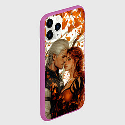 Чехол iPhone 11 Pro матовый Геральт и Трисс осенняя листва, цвет: 3D-фиолетовый — фото 2