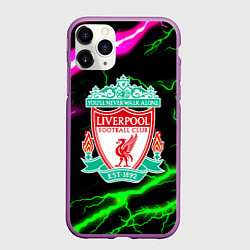 Чехол iPhone 11 Pro матовый Liverpool неоновые молнии, цвет: 3D-фиолетовый
