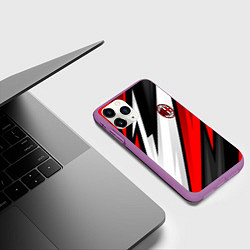 Чехол iPhone 11 Pro матовый ФК Милан - абстракция, цвет: 3D-фиолетовый — фото 2