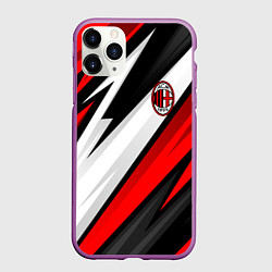 Чехол iPhone 11 Pro матовый ФК Милан - абстракция, цвет: 3D-фиолетовый