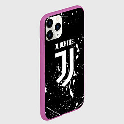 Чехол iPhone 11 Pro матовый Juventus брызги красок текстура, цвет: 3D-фиолетовый — фото 2