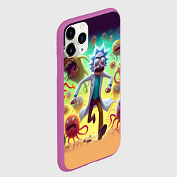 Чехол iPhone 11 Pro матовый Рик Санчес убегает от монстров, цвет: 3D-фиолетовый — фото 2