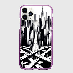 Чехол iPhone 11 Pro матовый American metropolis, цвет: 3D-фиолетовый