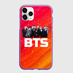 Чехол iPhone 11 Pro матовый BTS блестящий фон, цвет: 3D-фиолетовый