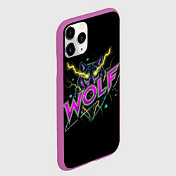 Чехол iPhone 11 Pro матовый Голова волка со светящимися желтыми глазами, цвет: 3D-фиолетовый — фото 2