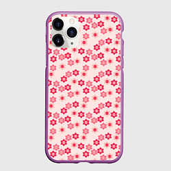 Чехол iPhone 11 Pro матовый Розовые цветочные пуговицы, цвет: 3D-фиолетовый