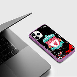 Чехол iPhone 11 Pro матовый Liverpool штрихи красок, цвет: 3D-фиолетовый — фото 2