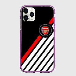 Чехол iPhone 11 Pro матовый Арсенал геометрия полосы, цвет: 3D-фиолетовый