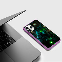 Чехол iPhone 11 Pro матовый Киберпанк волк, цвет: 3D-фиолетовый — фото 2