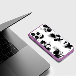 Чехол iPhone 11 Pro матовый Чёрно-белая абстракция нейроарт, цвет: 3D-фиолетовый — фото 2