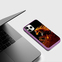 Чехол iPhone 11 Pro матовый Оранжево желтая лошадь созданная из янтаря, цвет: 3D-фиолетовый — фото 2
