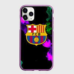 Чехол iPhone 11 Pro матовый Barcelona неоновый огонь, цвет: 3D-фиолетовый