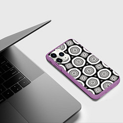 Чехол iPhone 11 Pro матовый Пятиугольные кольца, цвет: 3D-фиолетовый — фото 2