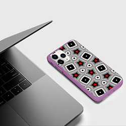 Чехол iPhone 11 Pro матовый Звезды в геометрической абстракции, цвет: 3D-фиолетовый — фото 2