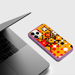 Чехол iPhone 11 Pro матовый Красно-желтая геометрическая абстракция, цвет: 3D-фиолетовый — фото 2