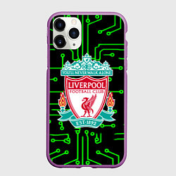 Чехол iPhone 11 Pro матовый Liverpool плата текстура, цвет: 3D-фиолетовый