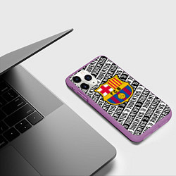 Чехол iPhone 11 Pro матовый Барселона х Ювентус паттерн, цвет: 3D-фиолетовый — фото 2