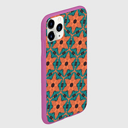 Чехол iPhone 11 Pro матовый Оранжевые звезды, цвет: 3D-фиолетовый — фото 2