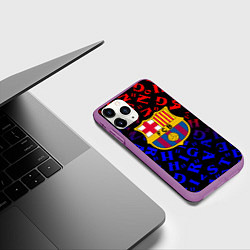 Чехол iPhone 11 Pro матовый Barcelona градиент символы, цвет: 3D-фиолетовый — фото 2