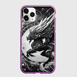 Чехол iPhone 11 Pro матовый Cyber dragon - ai art fantasy, цвет: 3D-фиолетовый