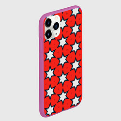 Чехол iPhone 11 Pro матовый Звезды на красном, цвет: 3D-фиолетовый — фото 2