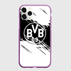 Чехол iPhone 11 Pro матовый Borussia черно белые полосы, цвет: 3D-фиолетовый