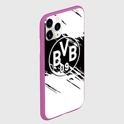 Чехол iPhone 11 Pro матовый Borussia черно белые полосы, цвет: 3D-фиолетовый — фото 2