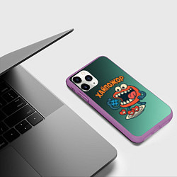 Чехол iPhone 11 Pro матовый Хайпожор лайки и теги, цвет: 3D-фиолетовый — фото 2