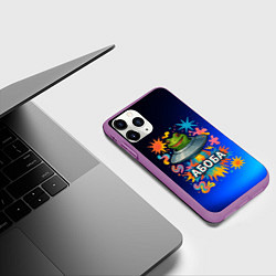 Чехол iPhone 11 Pro матовый Космическая лягушка Абоба, цвет: 3D-фиолетовый — фото 2