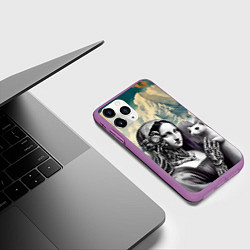 Чехол iPhone 11 Pro матовый Lady with ermine - remake, цвет: 3D-фиолетовый — фото 2