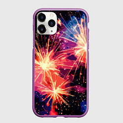 Чехол iPhone 11 Pro матовый Абстракция стилизованный салют, цвет: 3D-фиолетовый