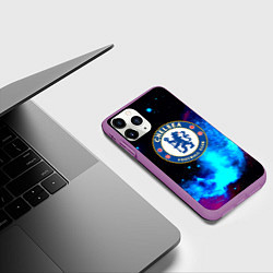 Чехол iPhone 11 Pro матовый Челси неоновый космос, цвет: 3D-фиолетовый — фото 2